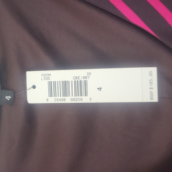 LAUNDRY by SHELLI SEGAL Brown Black Striped Drop Waist V-neck Sleeveless Dress - Picture 5 of 14